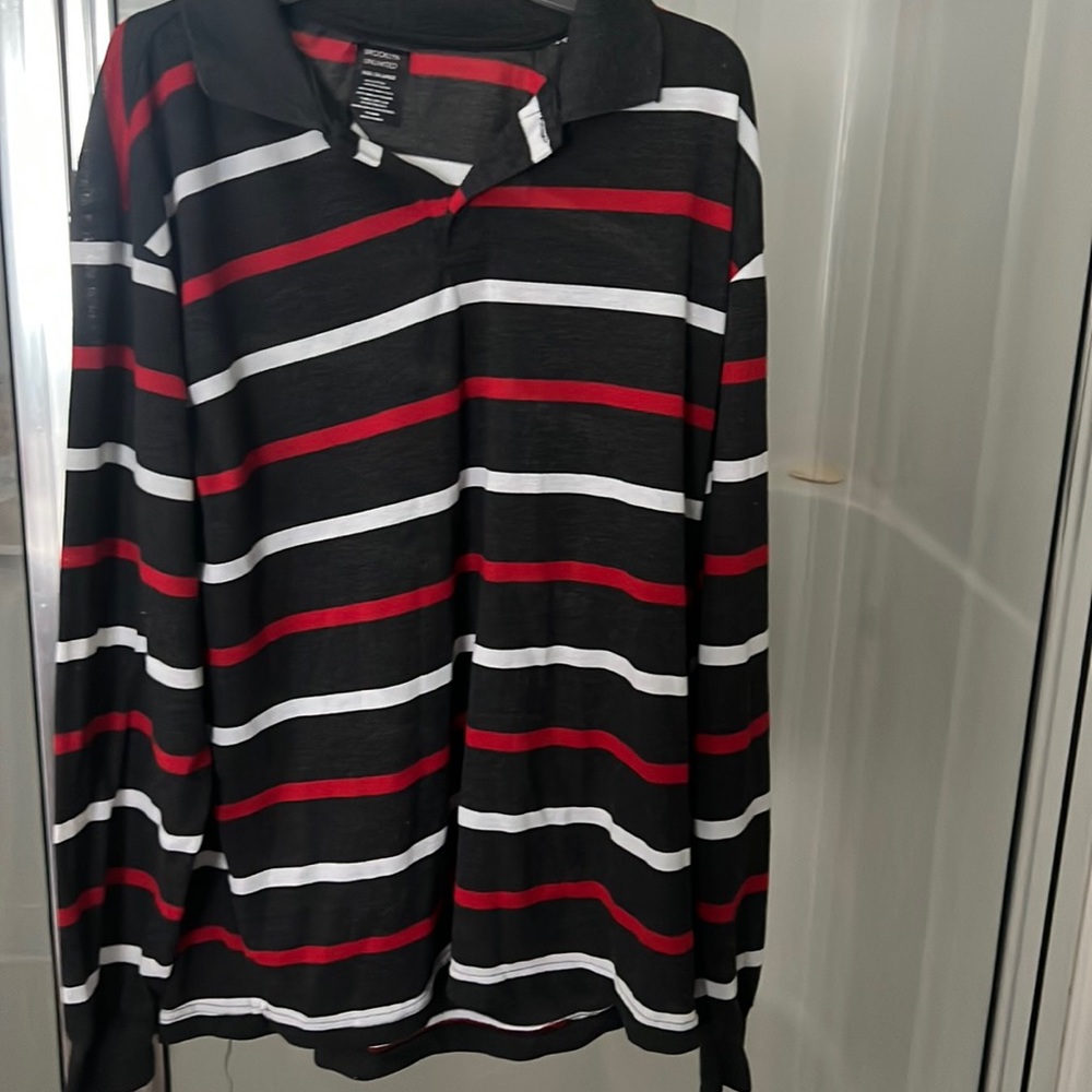 Brooklyn Unlimited polo long sleeve 2XL gray with red and with strips